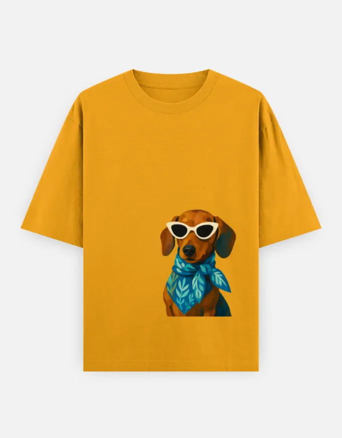 Dachshund Sunglasses Unisex Oversized T-Shirt