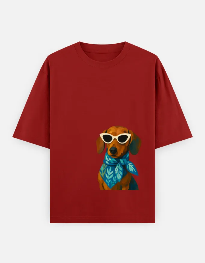 Dachshund Sunglasses Unisex Oversized T-Shirt 2