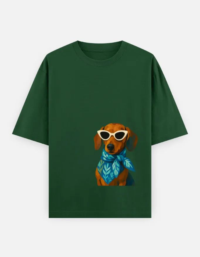 Dachshund Sunglasses Unisex Oversized T-Shirt 2