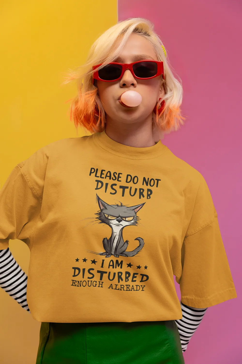 Please Do Not Disturb Grumpy Cat Unisex Oversized T-Shirt 1