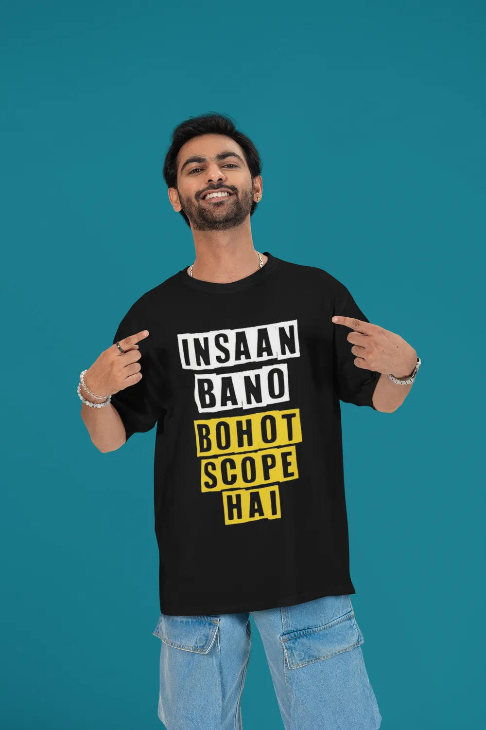 Funny Hinglish Quote Unisex Oversized T-Shirt