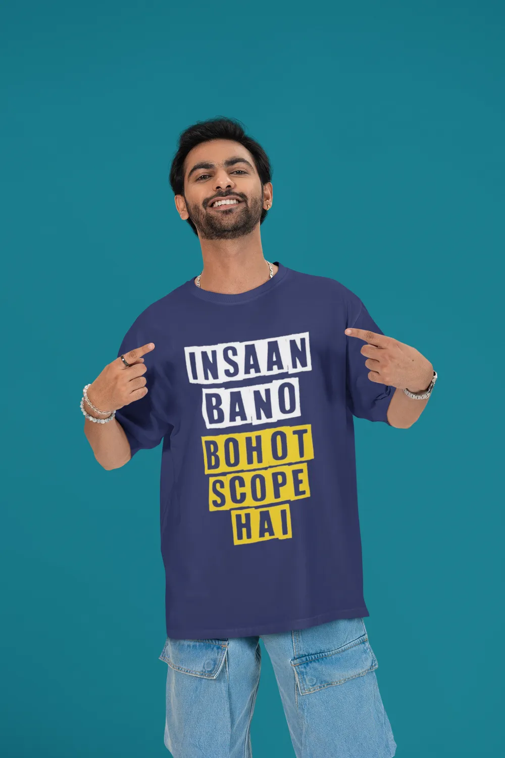 Funny Hinglish Quote Unisex Oversized T-Shirt