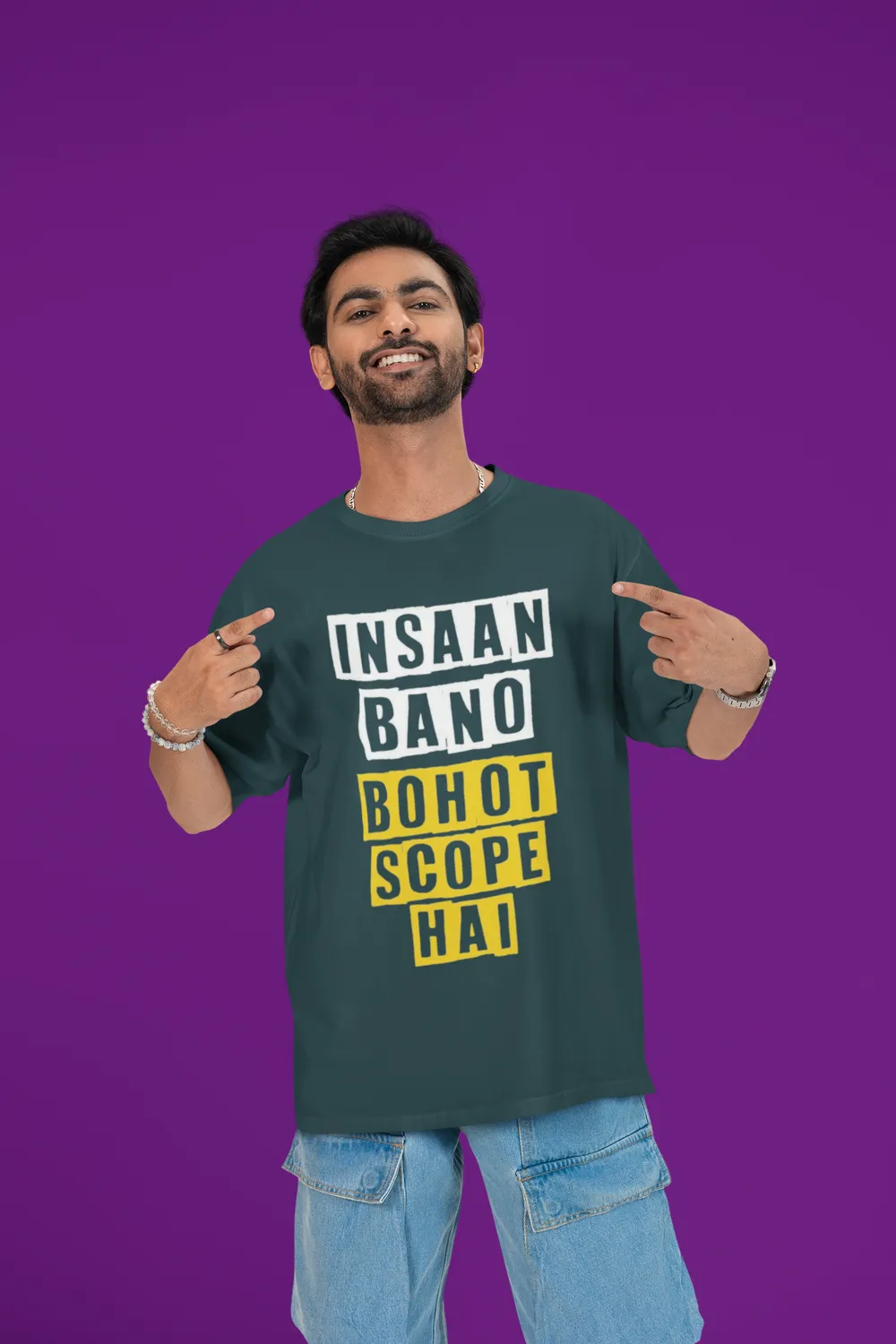 Funny Hinglish Quote Unisex Oversized T-Shirt