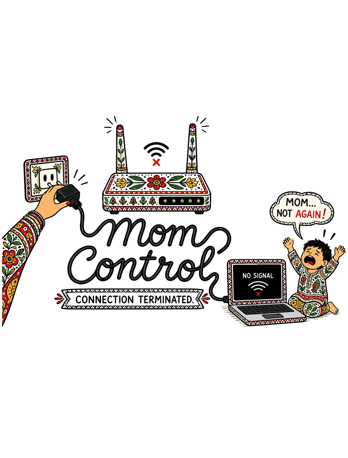 Funny WiFi Router Mom Oversized T-Shirt 5