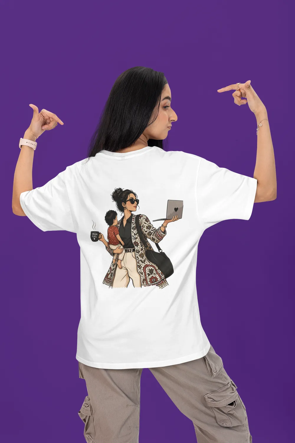 Boss Mom Back Print Oversized Graphic T-Shirt