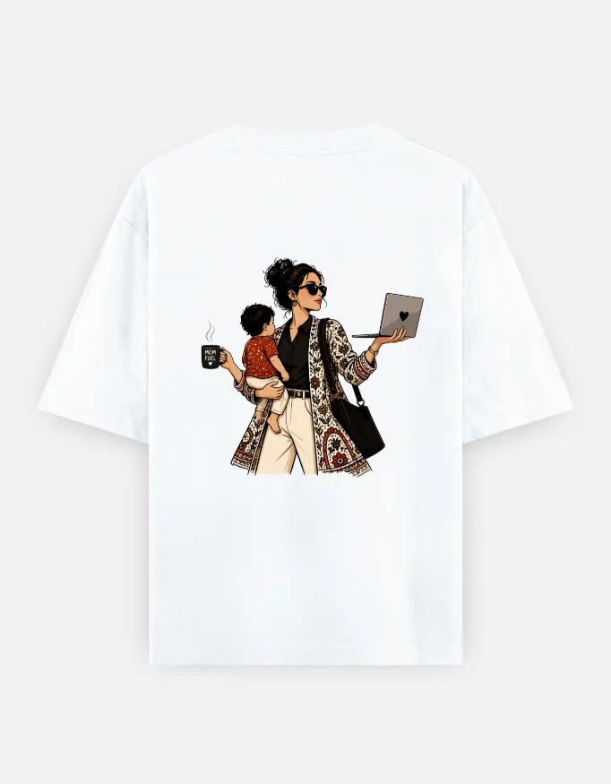 Boss Mom Back Print Oversized Graphic T-Shirt 3