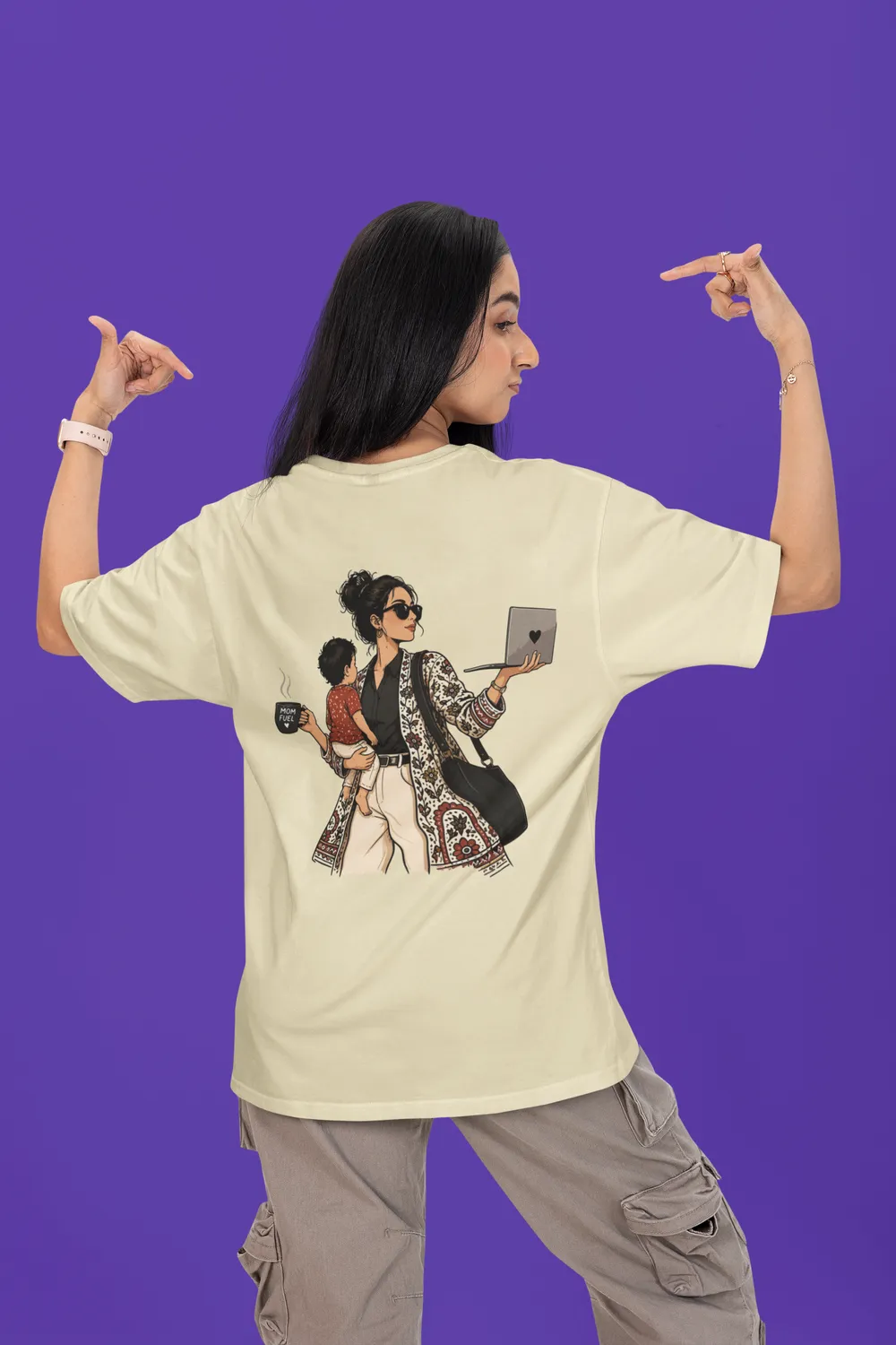 Boss Mom Back Print Oversized Graphic T-Shirt