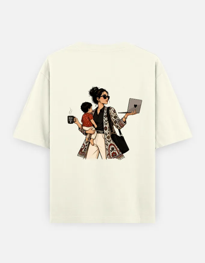 Boss Mom Back Print Oversized Graphic T-Shirt 3