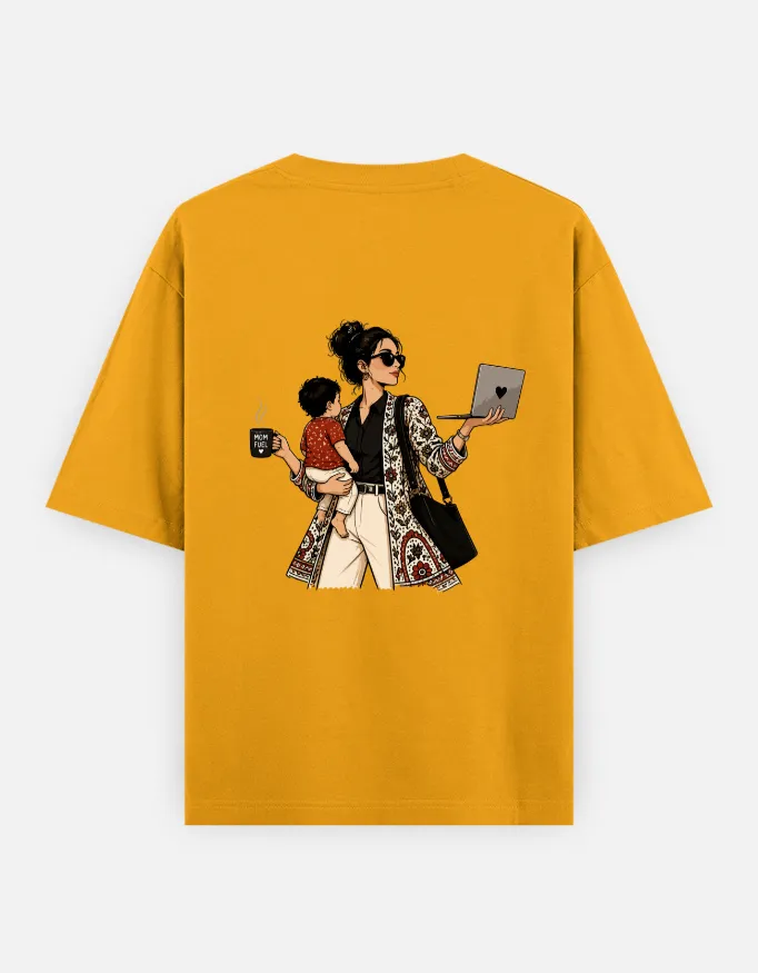 Boss Mom Back Print Oversized Graphic T-Shirt 3