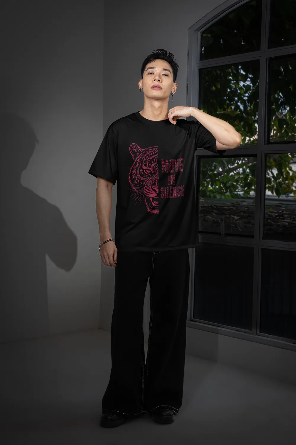 Move In Silence Tiger Unisex Oversized T-Shirt 1