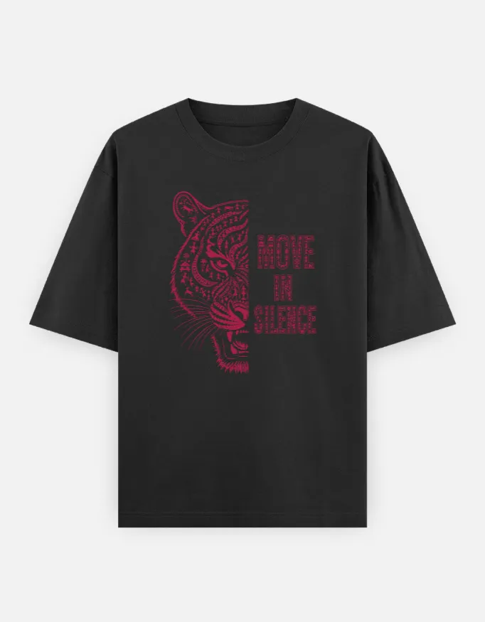 Move In Silence Tiger Unisex Oversized T-Shirt 2