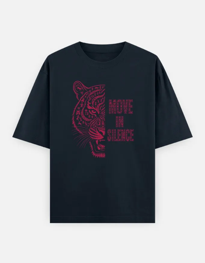 Move In Silence Tiger Unisex Oversized T-Shirt 2