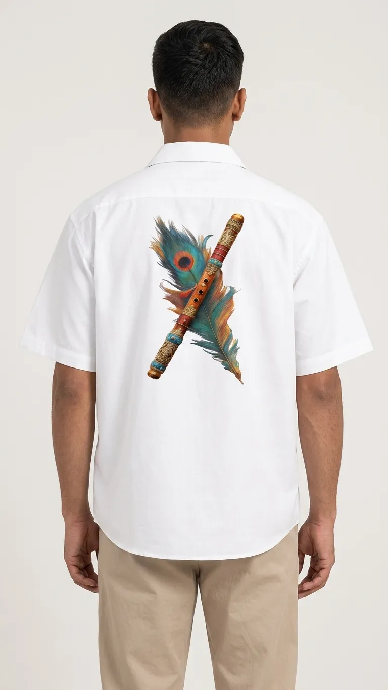 Krishna Flute & Trishul Unisex Oversized Shirt 3