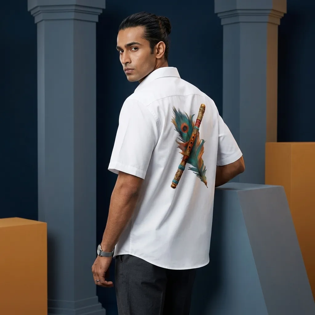 Krishna Flute & Trishul Unisex Oversized Shirt