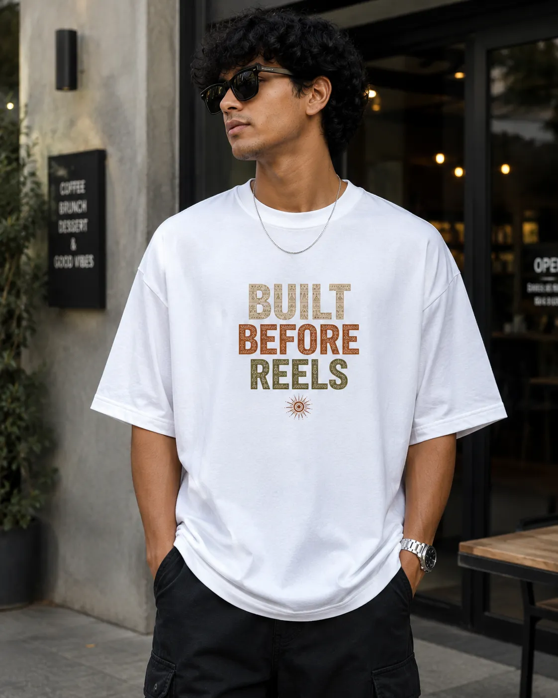 Built Before Reels Warli Art Oversized T-Shirt