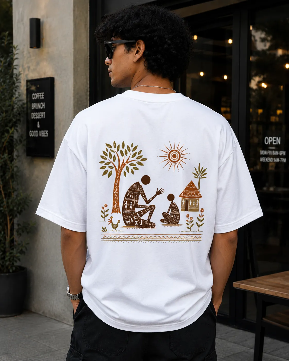 Built Before Reels Warli Art Oversized T-Shirt
