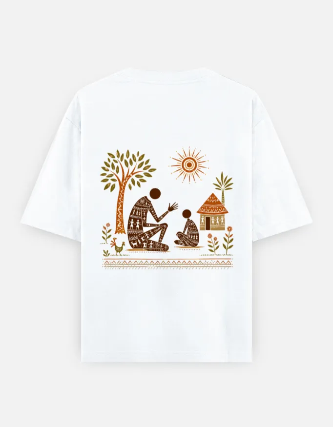 Built Before Reels Warli Art Oversized T-Shirt 5