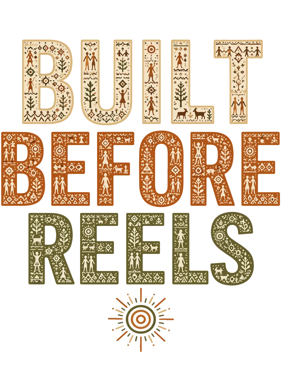 Built Before Reels Warli Art Oversized T-Shirt 6
