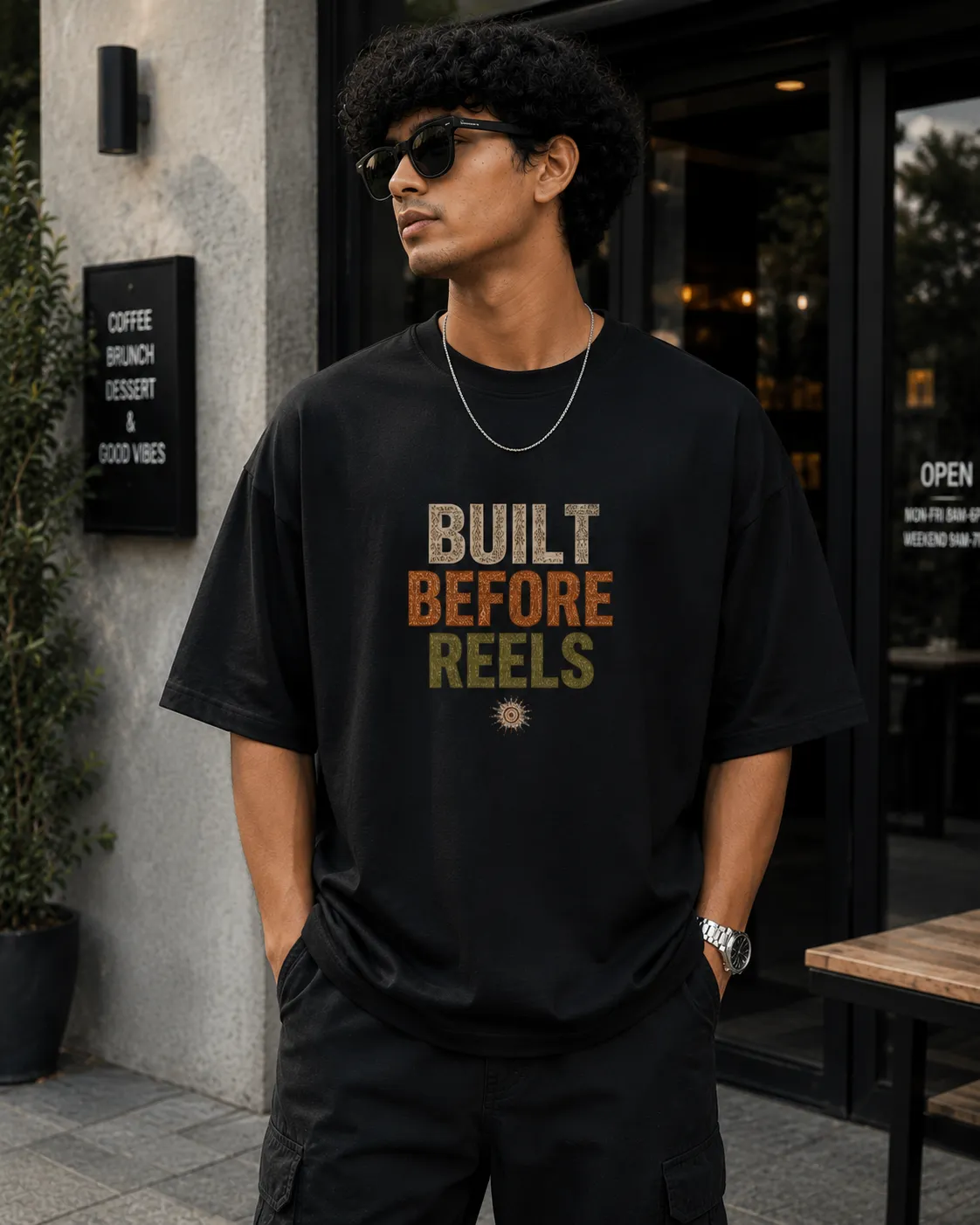 Built Before Reels Warli Art Oversized T-Shirt