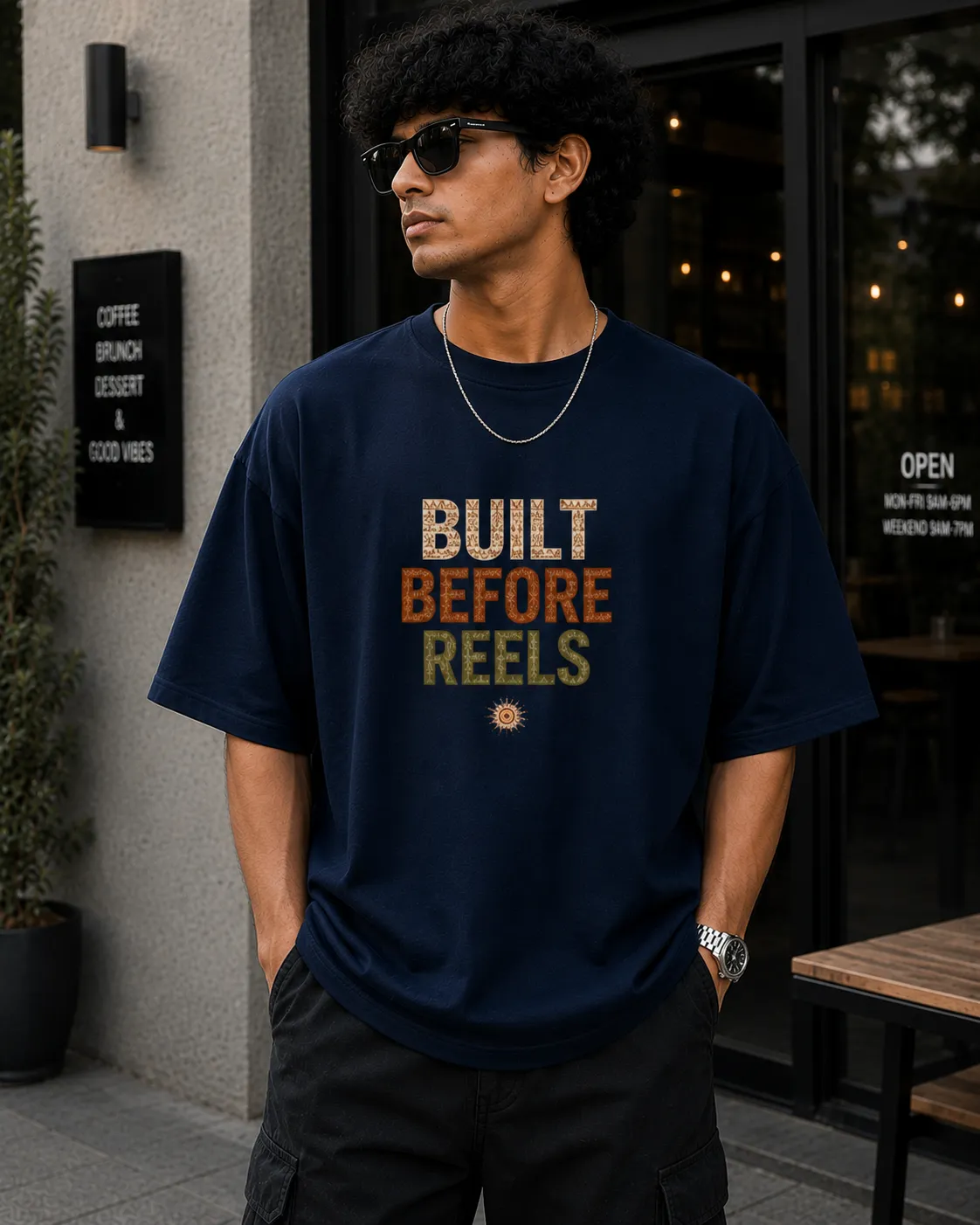 Built Before Reels Warli Art Oversized T-Shirt 1