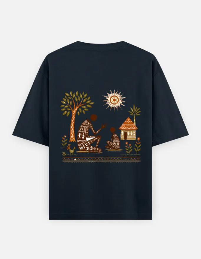 Built Before Reels Warli Art Oversized T-Shirt 4