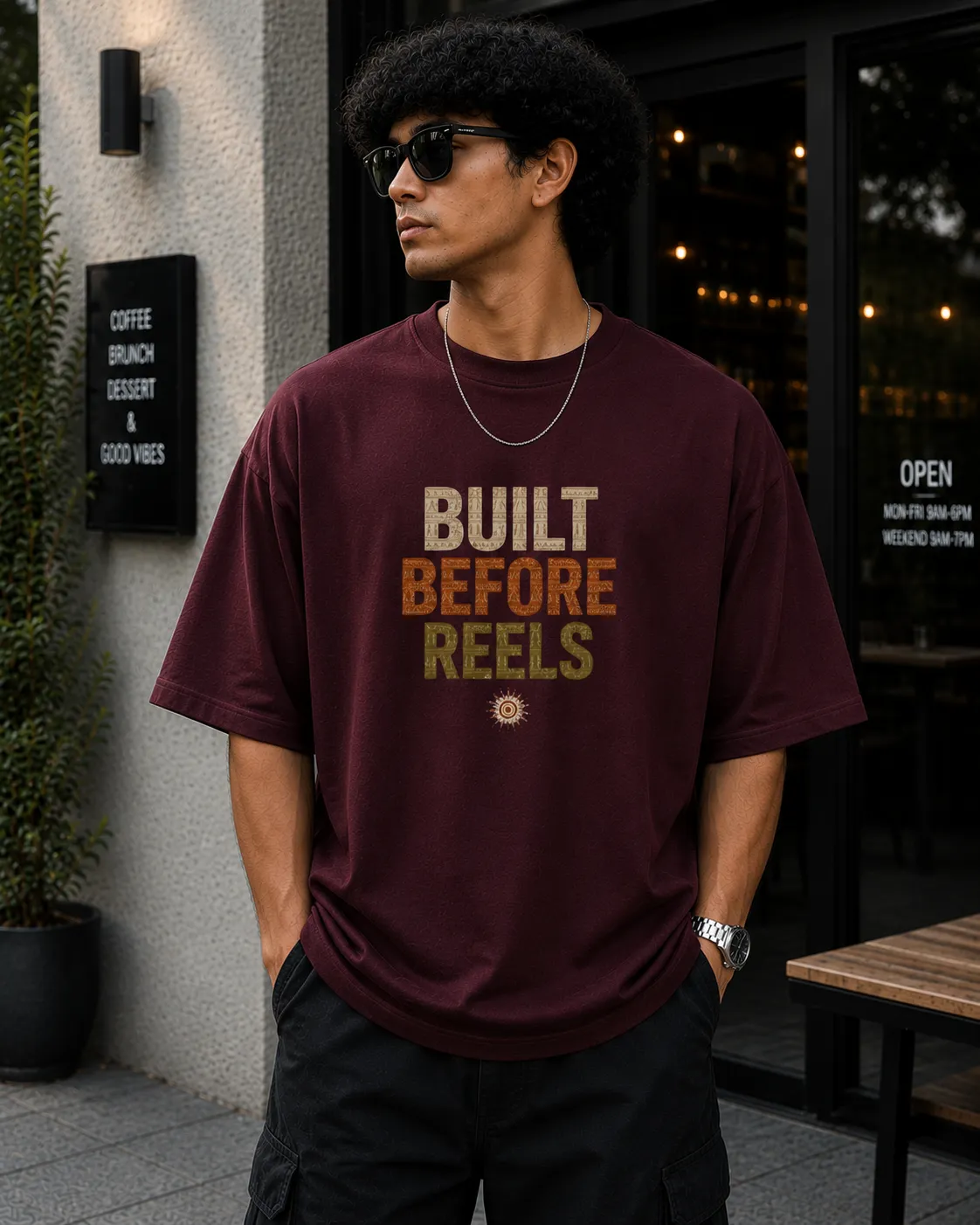 Built Before Reels Warli Art Oversized T-Shirt