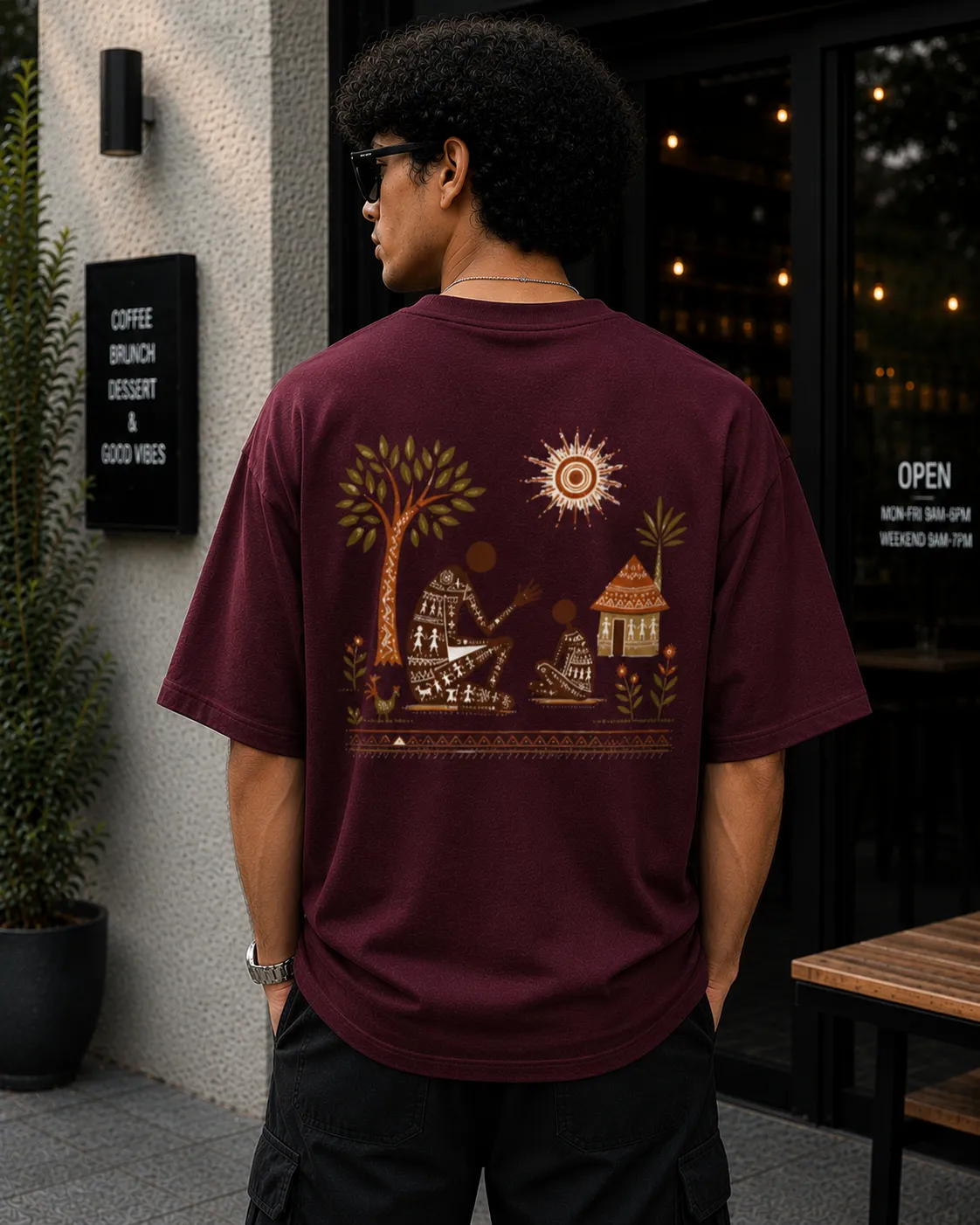 Built Before Reels Warli Art Oversized T-Shirt 2