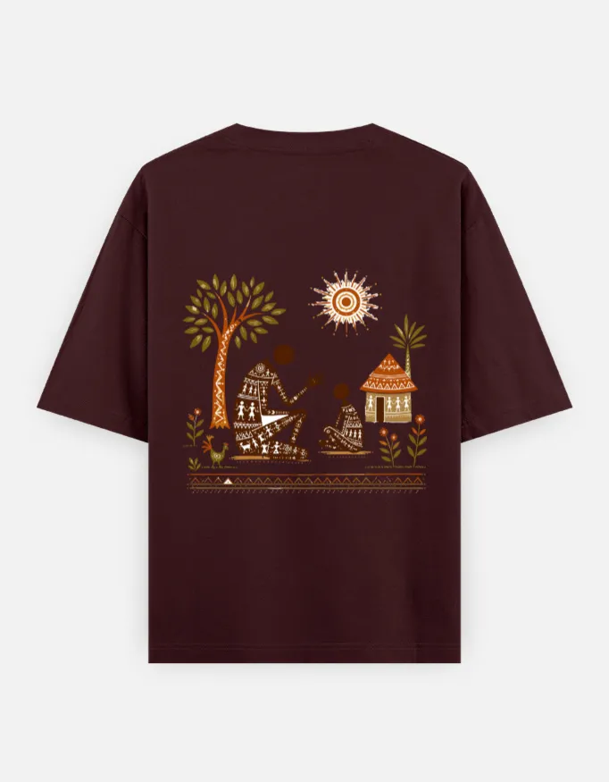 Built Before Reels Warli Art Oversized T-Shirt 4