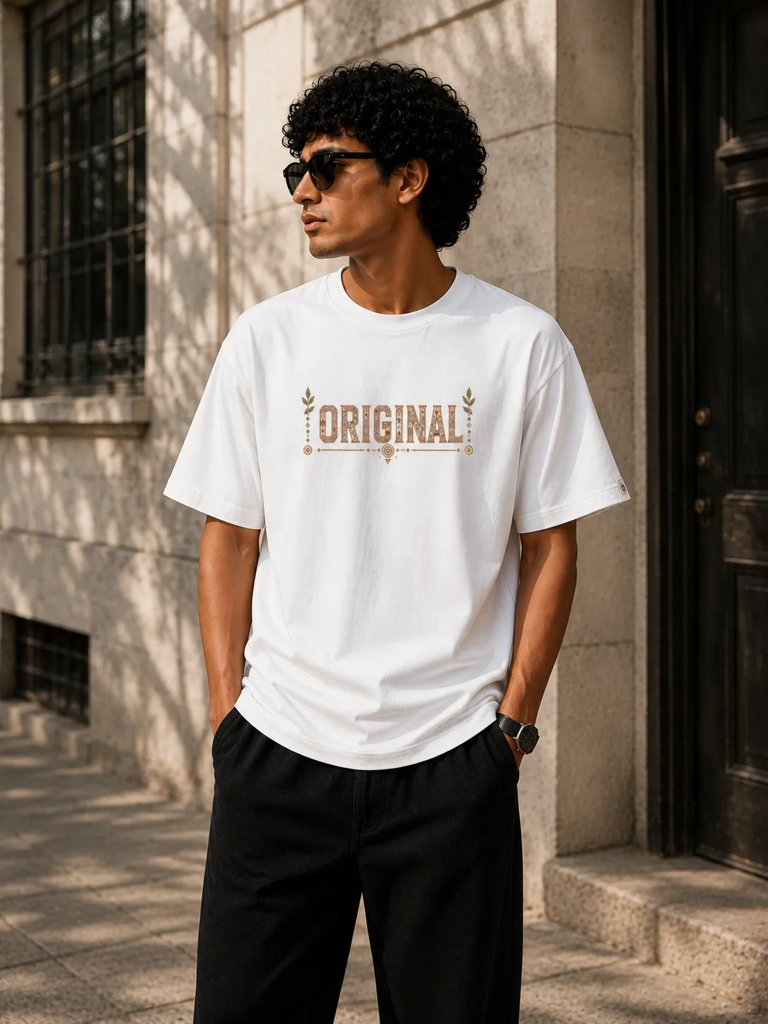 Folk Art Motif Graphic Unisex Oversized T-Shirt