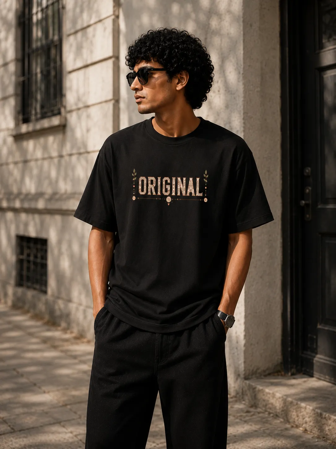 Folk Art Motif Graphic Unisex Oversized T-Shirt 1