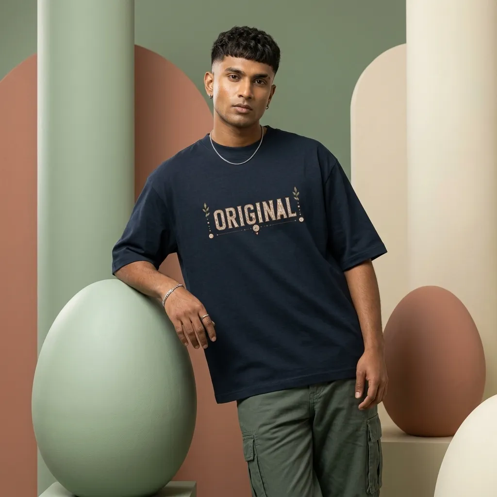 Folk Art Motif Graphic Unisex Oversized T-Shirt