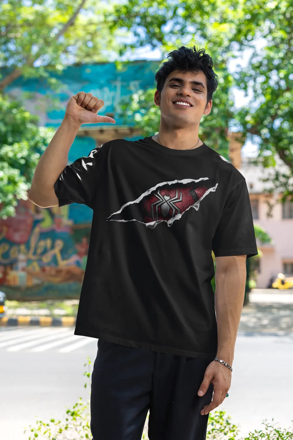 Spiderman Ripped Unisex Oversized Streetwear T-Shirt