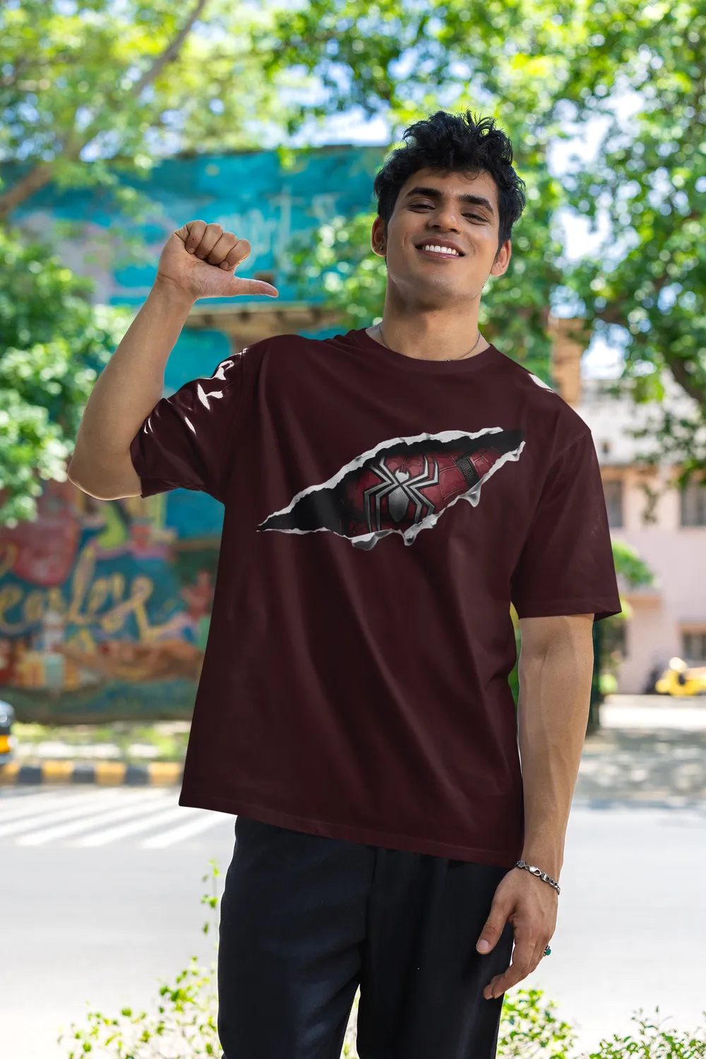 Spiderman Ripped Unisex Oversized Streetwear T-Shirt
