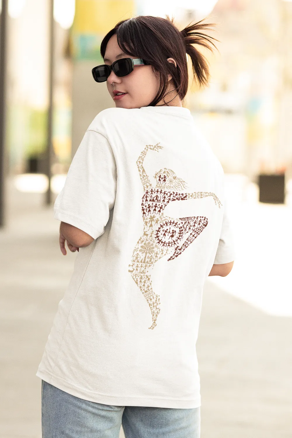 Warli Dance Art Unisex Oversized T-Shirt